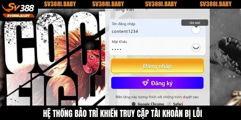 Hệ thống bảo trì khiến truy cập tài khoản bị lỗi