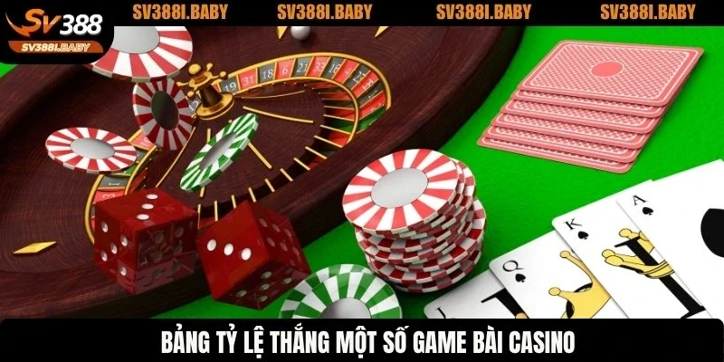 Bảng tỷ lệ thắng một số game bài casino